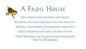 Business card for A Frog House with description of its mission