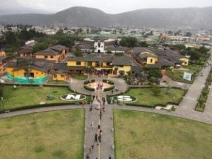 Mitad del Mundo monument in Ecuador, showing equatorial demarcation